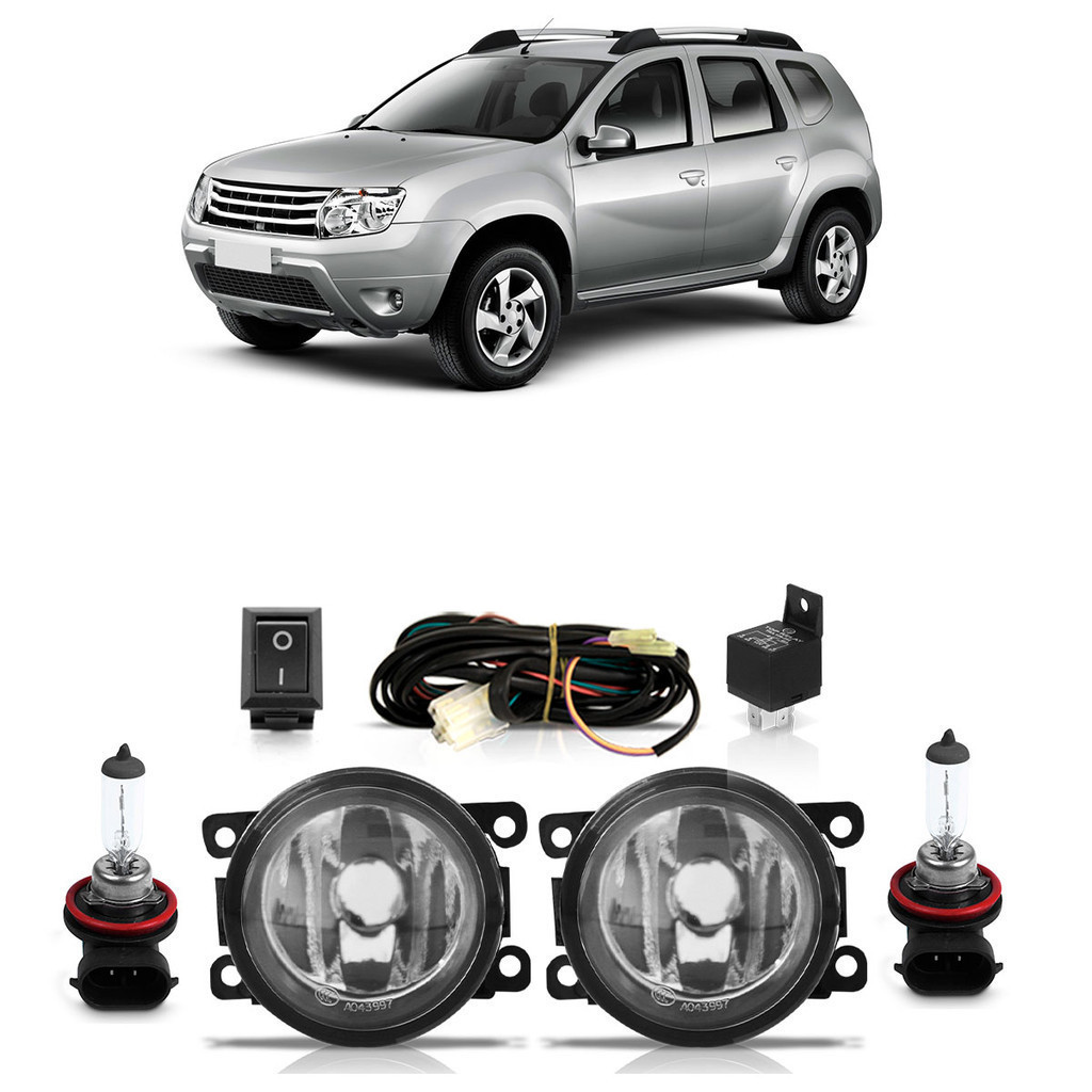Kit Par Farol De Milha Auxiliar Duster 2011 2012 2013 2014 A 2020 + Par Lâmpada Halógena Completo em Oferta na Shopee