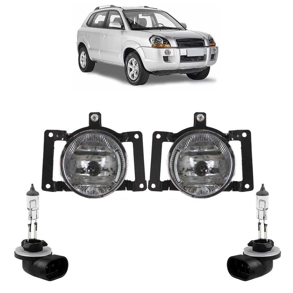 Kit Par Farol Milha Auxiliar Tucson 2006 2007 2008 2009 2010 2011 2012 A 2016 + Par Lâmpada H27 - Spare Parts and Accessories for Vehicles