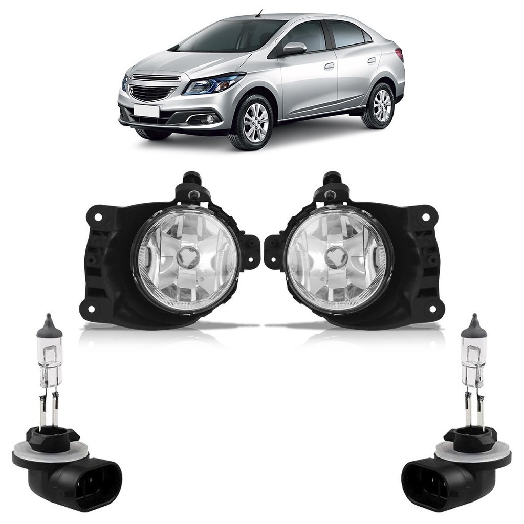 Kit Par Farol Milha Auxiliar + Par Lâmpada H27 Prisma 2013 2014 2015 2016 2017 2018 2019