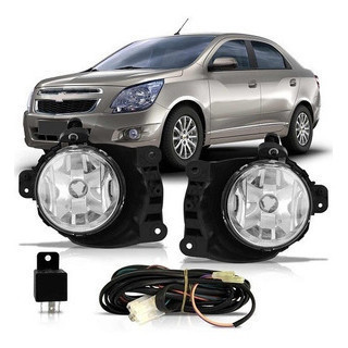 Kit Farol De Milha Auxiliar Cobalt Sonic Onix Spin 2012 A 2016 Botão Universal Lente Lisa Acrilico