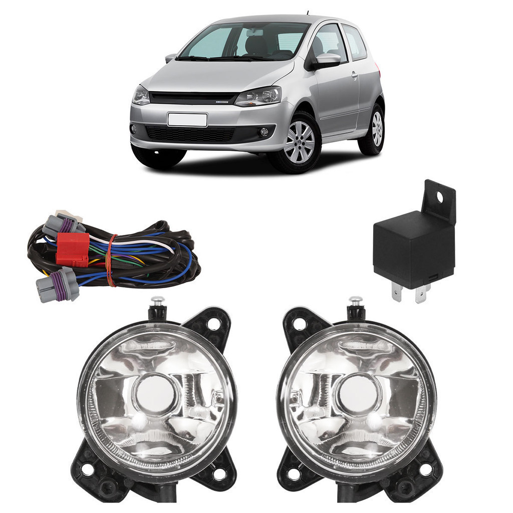 Kit Farol De Milha Auxiliar Fox Spacefox 2010 2011 2012 2013 2014 Lente Lisa Acrilico