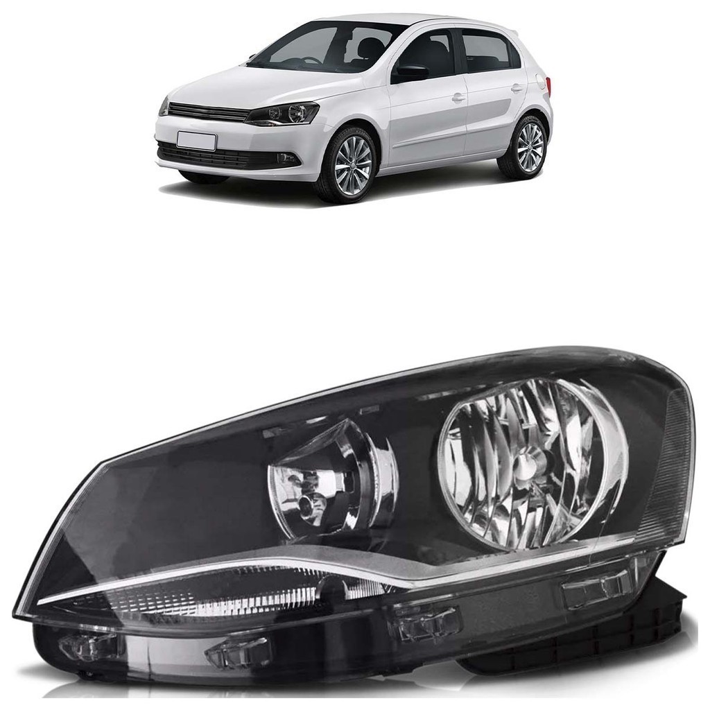 Farol Dianteiro Gol Voyage Saveiro G6 2013 2014 2015 2016 Foco Duplo Máscara Negra - Spare Parts and Accessories for Vehicles