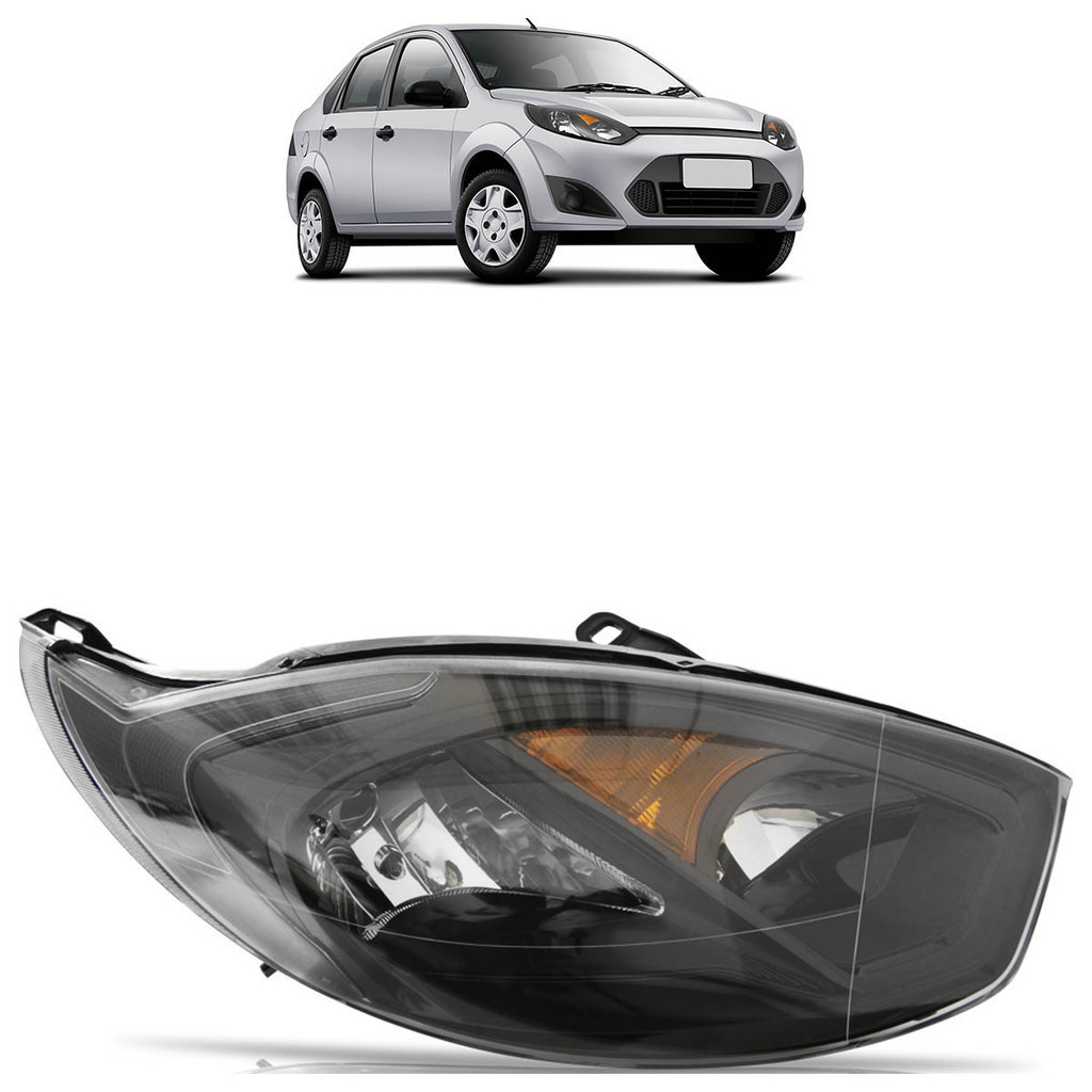 Farol Dianteiro Fiesta 2011 2012 2013 2014 Máscara Negra Foco Duplo Lente Lisa em Oferta na Shopee