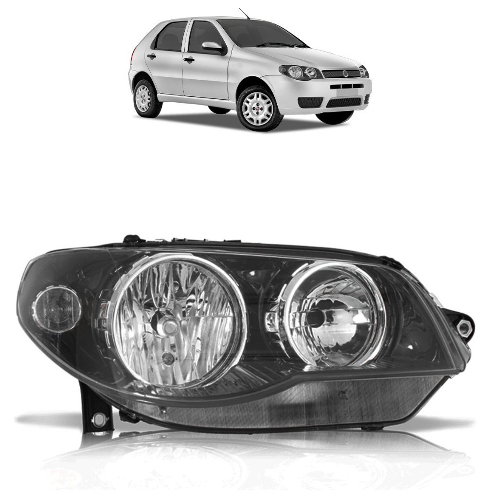 Farol Dianteiro Palio G3 2004 2005 2006 2007 2008 2009 2010 2011 Máscara Negra Lente Lisa Acrilico em Oferta na Shopee