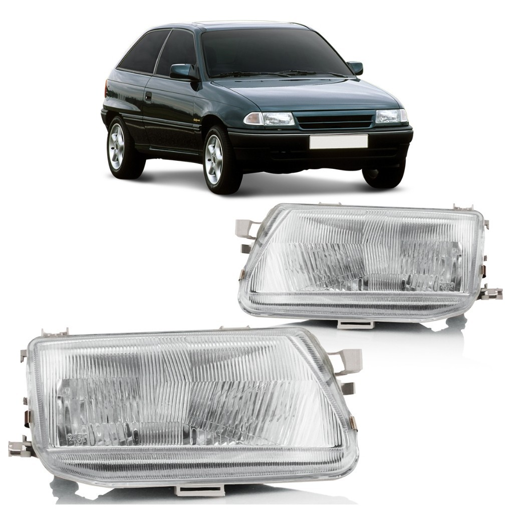 Farol Dianteiro Astra 1993 1994 1995 1996 Máscara Cromada Foco Simples Lente Estriada Vidro