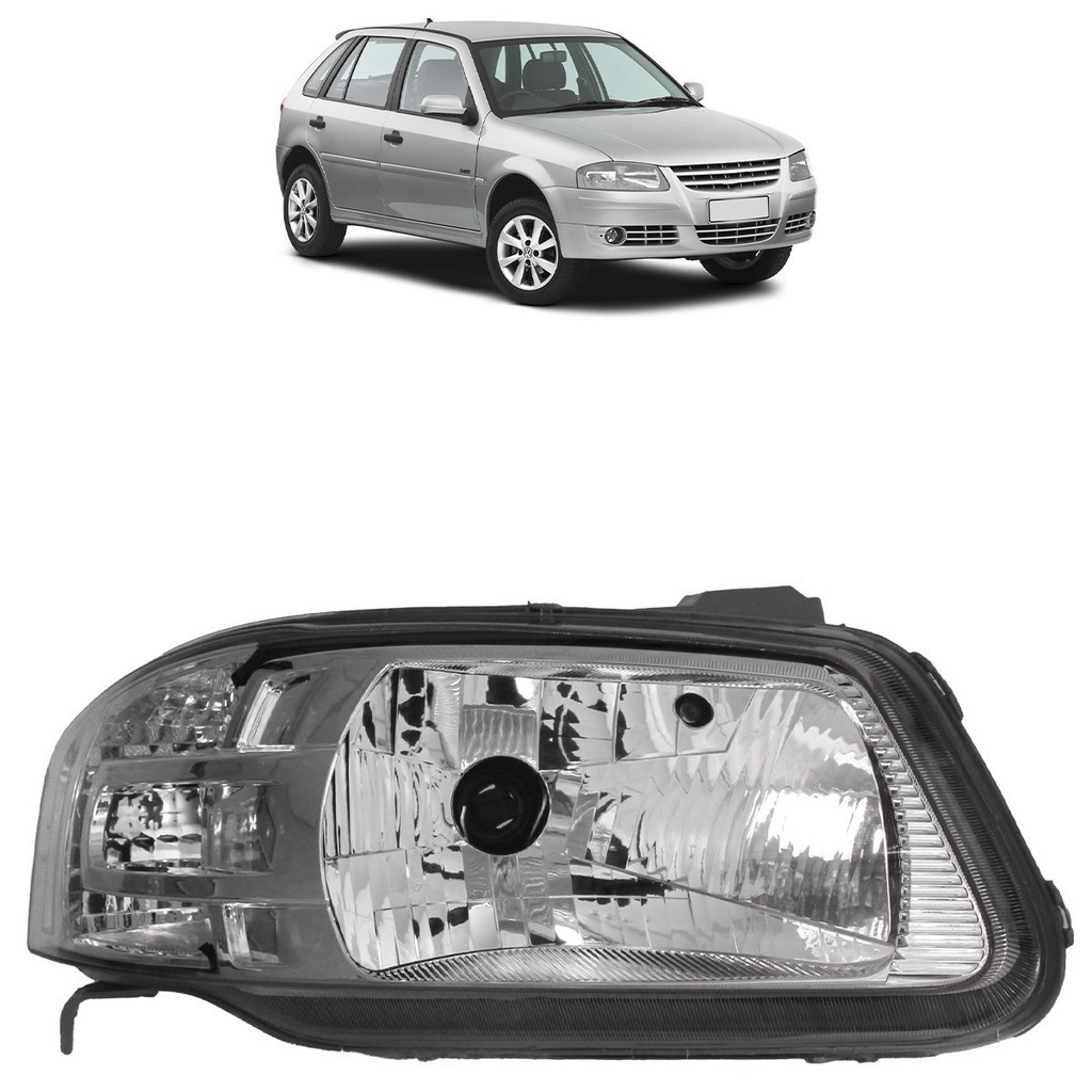 Farol Gol G4 2006 2007 2008 2009 2010 2011 2012 2013 2014 Parati Saveiro Foco Simples Lente Acrilico em Oferta na Shopee