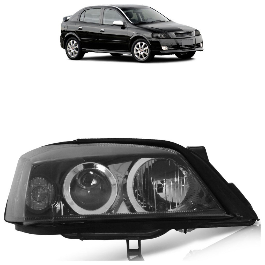 Farol Dianteiro Astra 2003 2004 2005 2006 2007 2008 2009 2010 2011 Máscara Negra Lente Lisa Acrílico