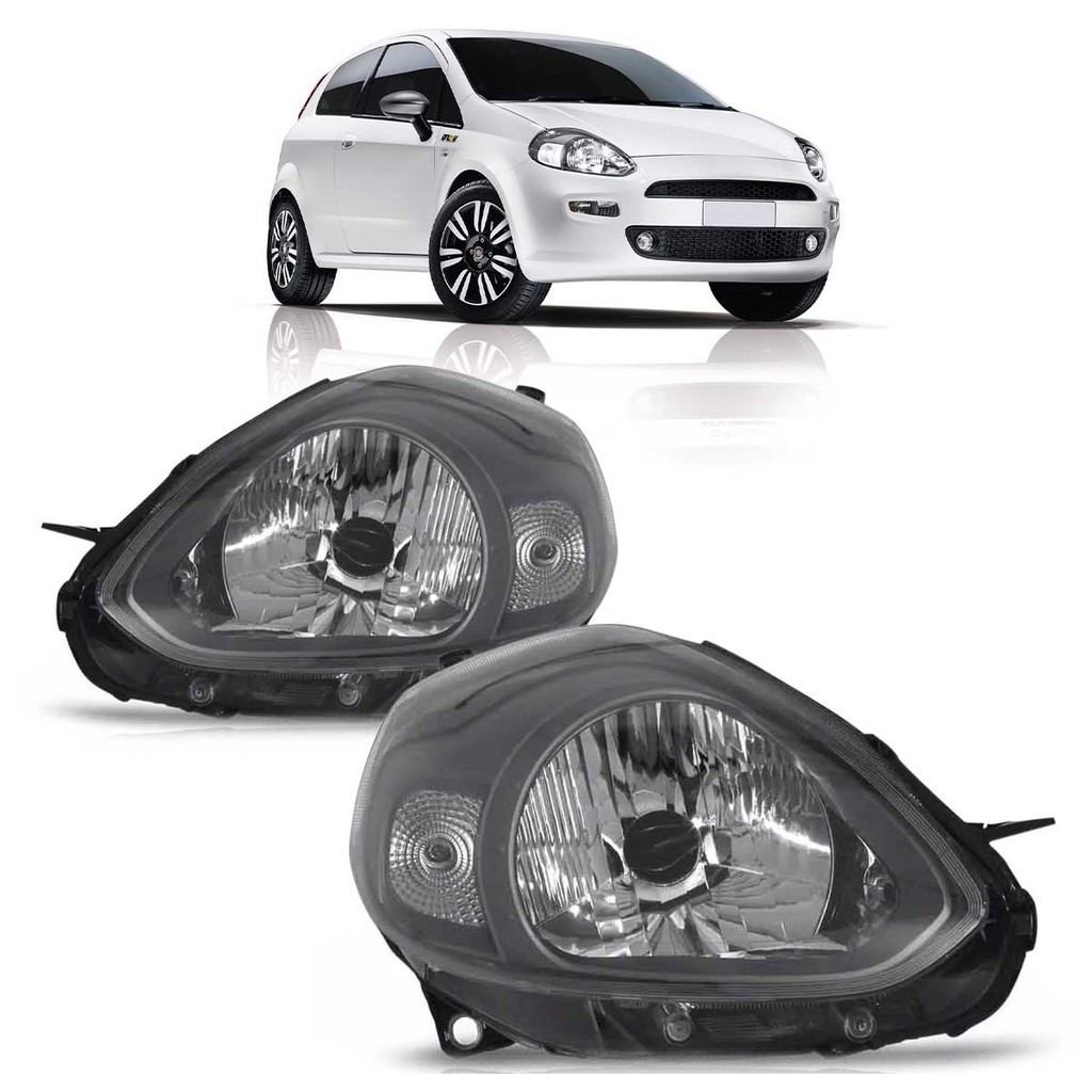 Par Farol Dianteiro Punto 2012 2013 2014 2015 2016 Máscara Cinza Foco Simples Lente Lisa Acrilico