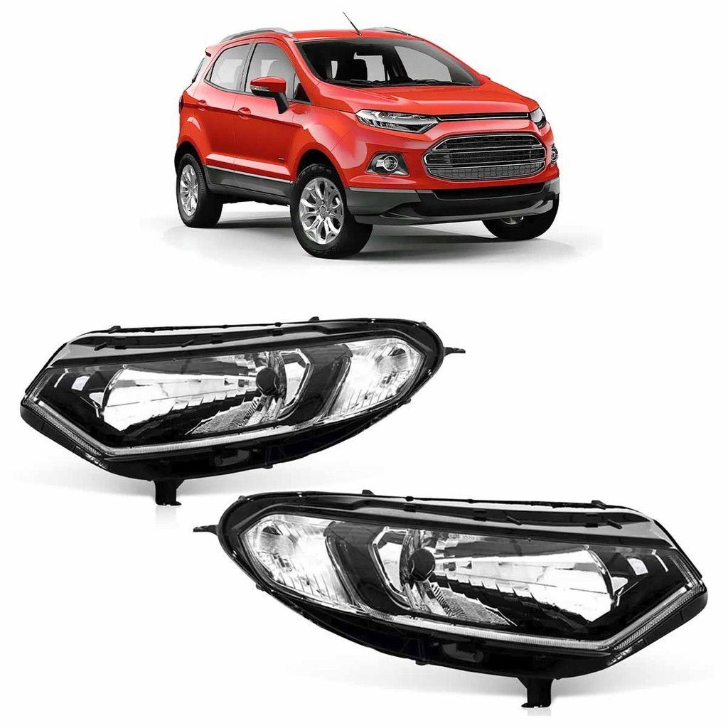 Par Farol Dianteiro Ecosport 2013 2014 2015 2016 Máscara Negra Foco Simples Carcaça Preta em Oferta na Shopee