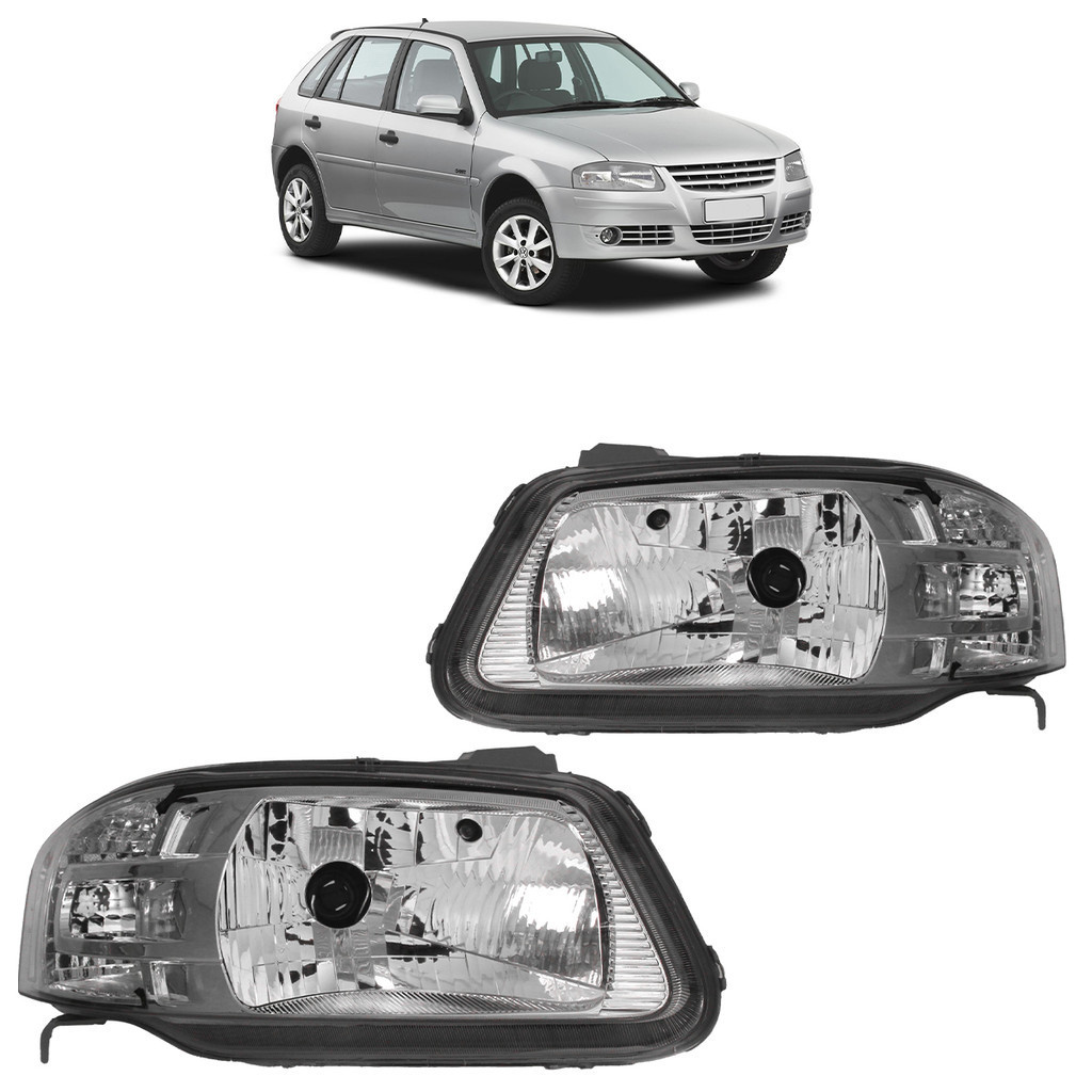 Par Farol Gol G4 2006 2007 2008 2009 2010 2011 2012 2013 2014 Parati Saveiro Foco Simples Lente Acrilico em Oferta na Shopee