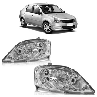 Par Farol Logan 2011 2012 2013 Máscara Cromada Lente Lisa Foco Simples em Oferta na Shopee