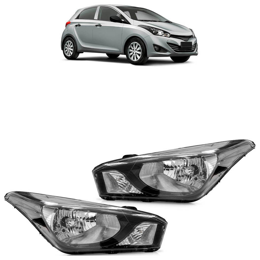 Par Farol Dianteiro HB20 HB20S 2012 2013 2014 2015 Máscara Negra
