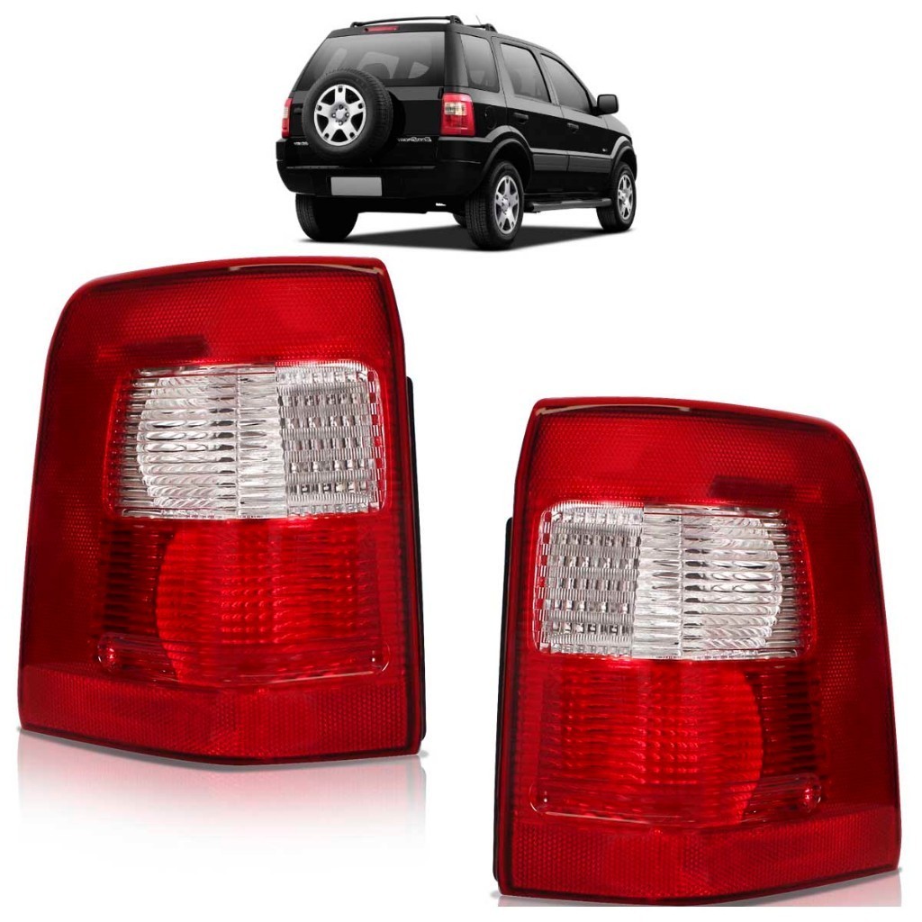 Lanterna Traseira Ecosport 2003 2004 2005 2006 2007 Bicolor Lente Estriada Acrilico - Spare Parts and Accessories for Vehicles