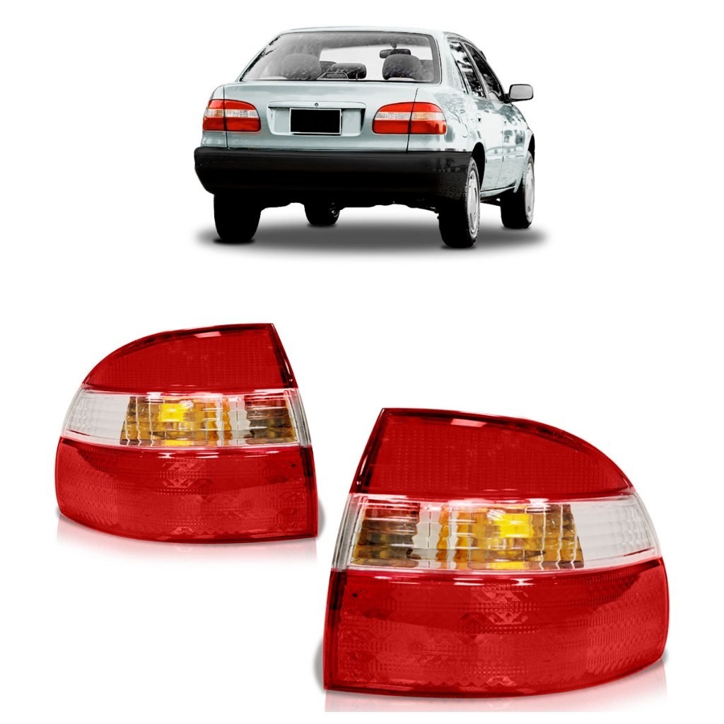 Lanterna Traseira Corolla 1998 1999 2000 2001 2002 Bicolor Canto Lente Acrilico