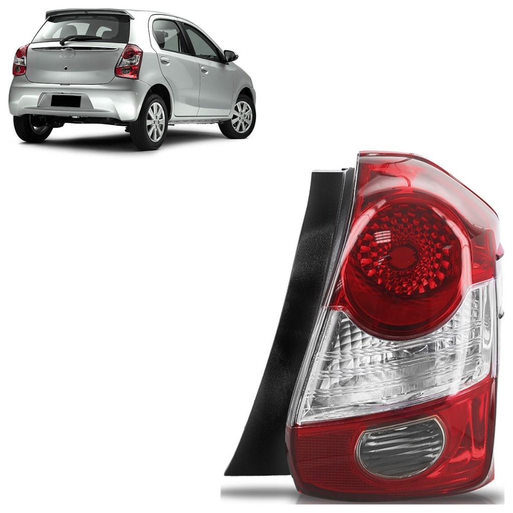 Lanterna Traseira Etios Hatch 2013 2014 2015 2016 2017 2018 A 2020 Tricolor Lente Estriada Acrílico