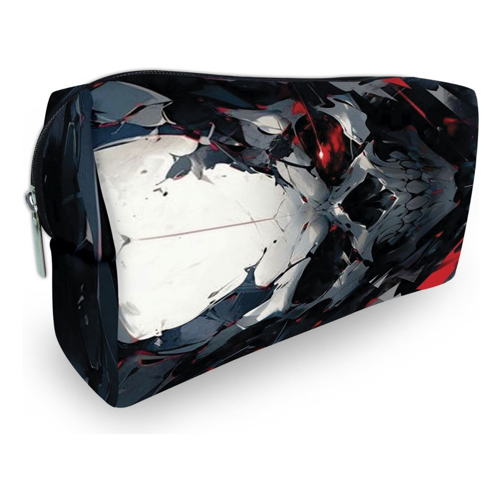 Carteira Grande Nécessaire Masculina Bolsa de Mão Estojo Premium em Neoprene – Caveira Dark