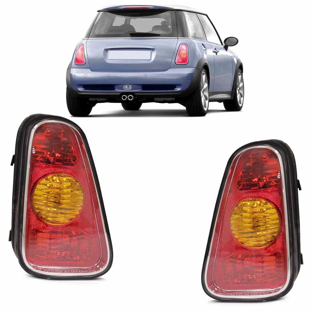 Par Lanterna Traseira Mini Cooper 2002 2003 2004 2005 2006 Bicolor Lente Lisa Acrilico