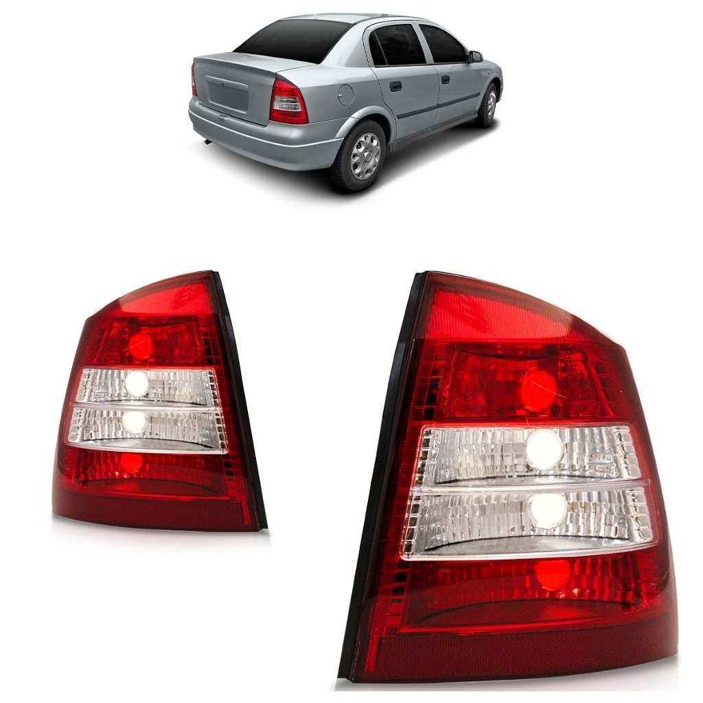 Par Lanterna Traseira Chevrolt Astra Sedan 1998 1999 2000 2001 2002 Bicolor Lente Lisa Acrilico