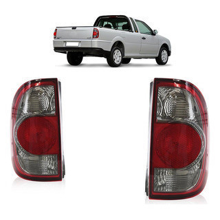 Par Lanterna Traseira Saveiro G4 2006 2007 2008 2009 2010 2011 2012 2013 Bicolor Lente Estriada