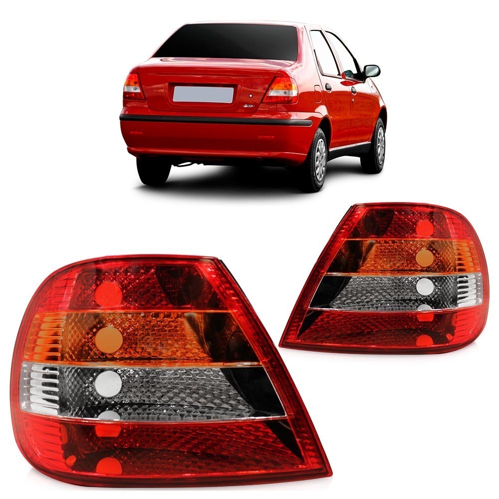 Par Lanterna Traseira Siena 2001 2002 2003 2004 2005 2006 Tricolor Carcaça Preta em Oferta na Shopee