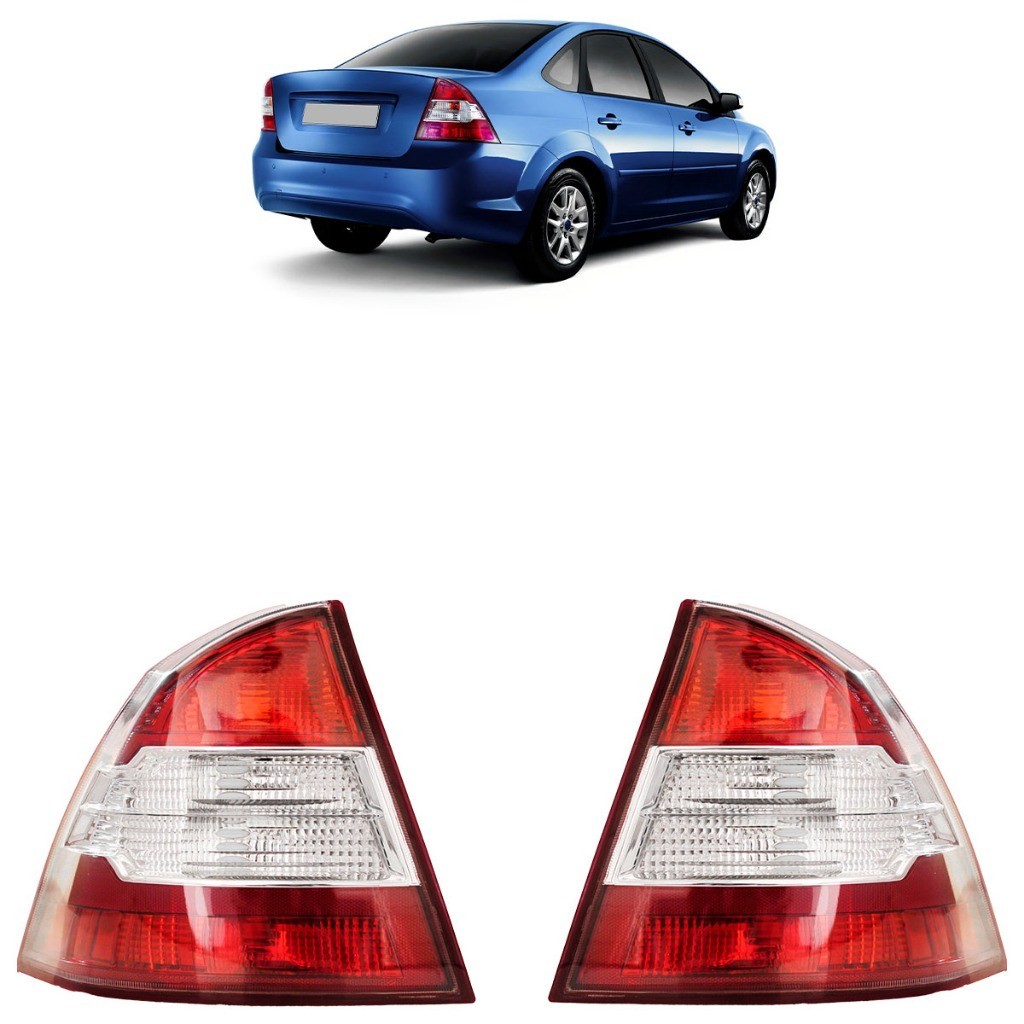 Par Lanterna Traseira Focus Sedan 2009 2010 2011 2012 2013 Bicolor Modelo Esportivo Lente Acrilico