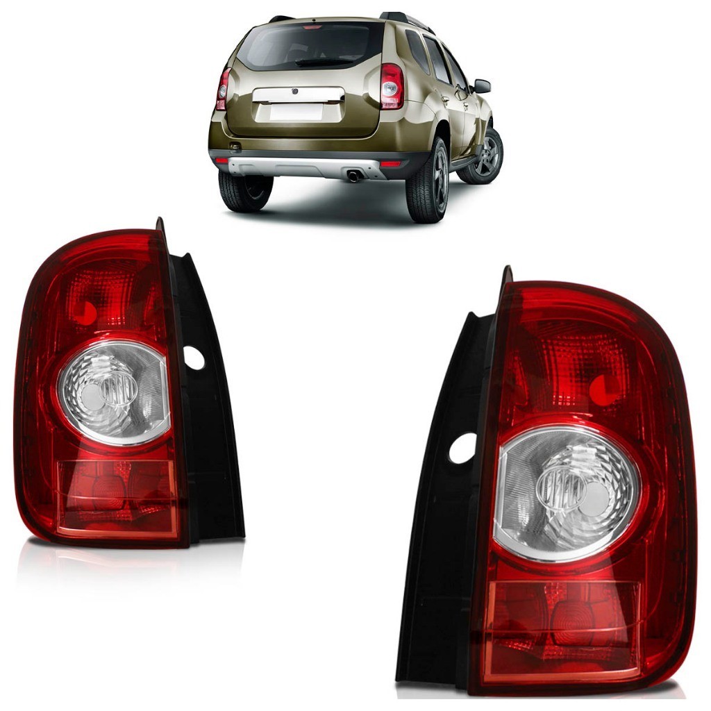 Par Lanterna Traseira Duster 2012 2013 2014 Bicolor Lente Lisa Acrilico