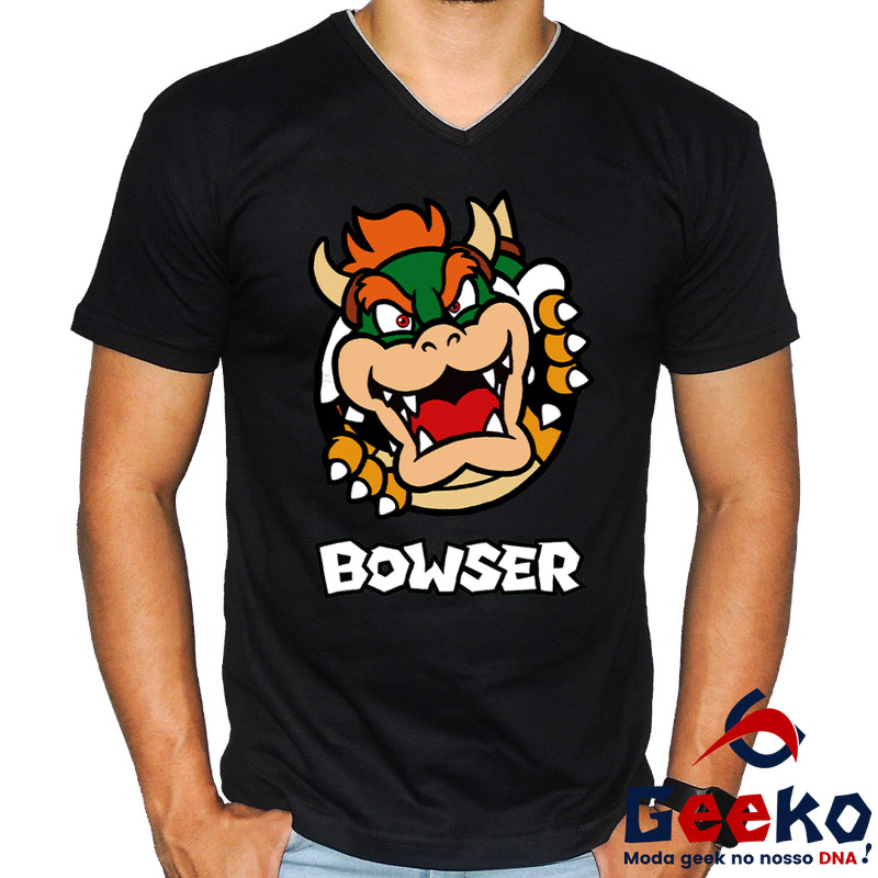 Camiseta Premium Bowser 100% Algodão Super Mario Bros Geeko