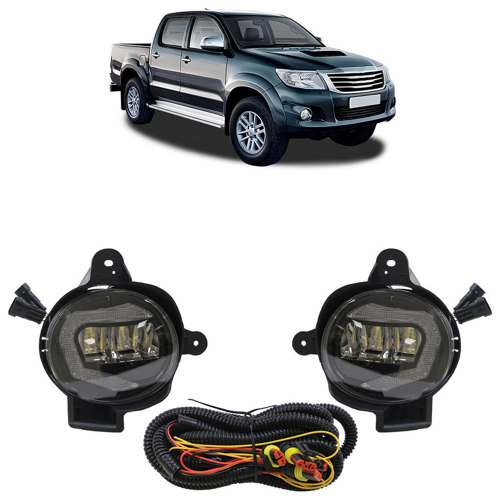Kit Farol Milha Hilux 2012 2013 2014 2015 Led Cinza Lente Lisa Acrílico