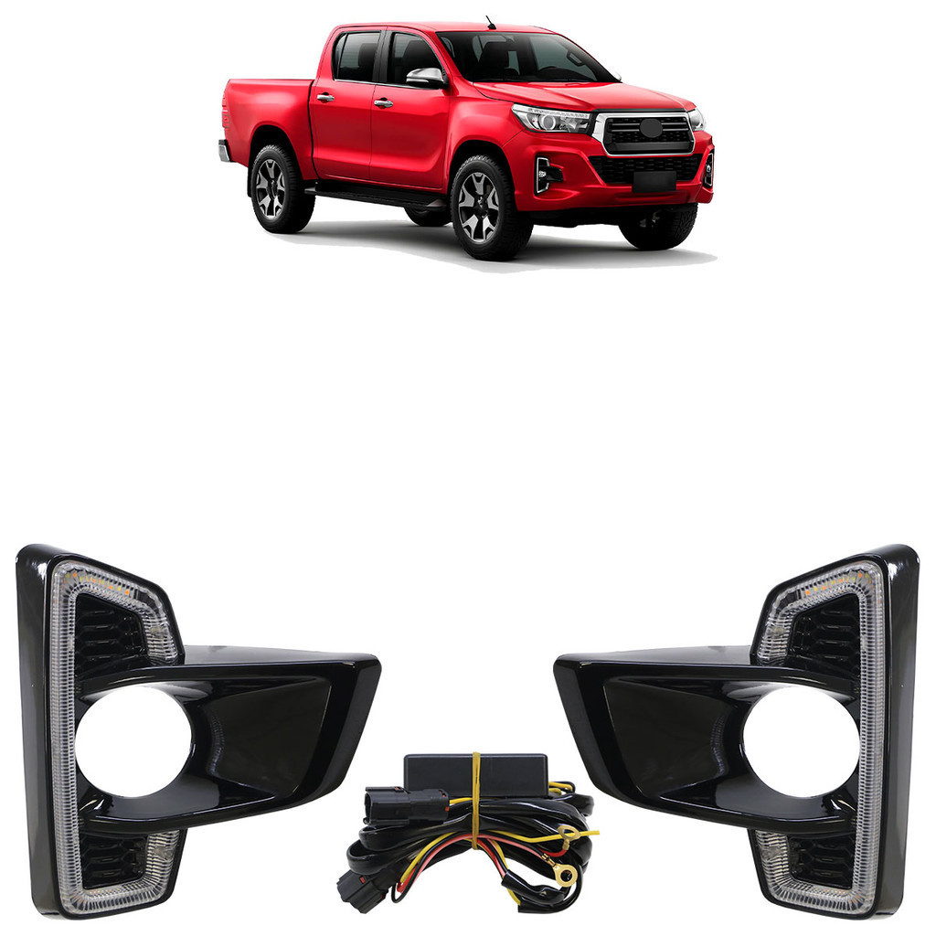 Kit Moldura Grade Milha Hilux 2019 2020 Black Piano Led
