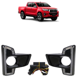 Kit Moldura Grade Milha Hilux 2019 2020 Black Piano Led