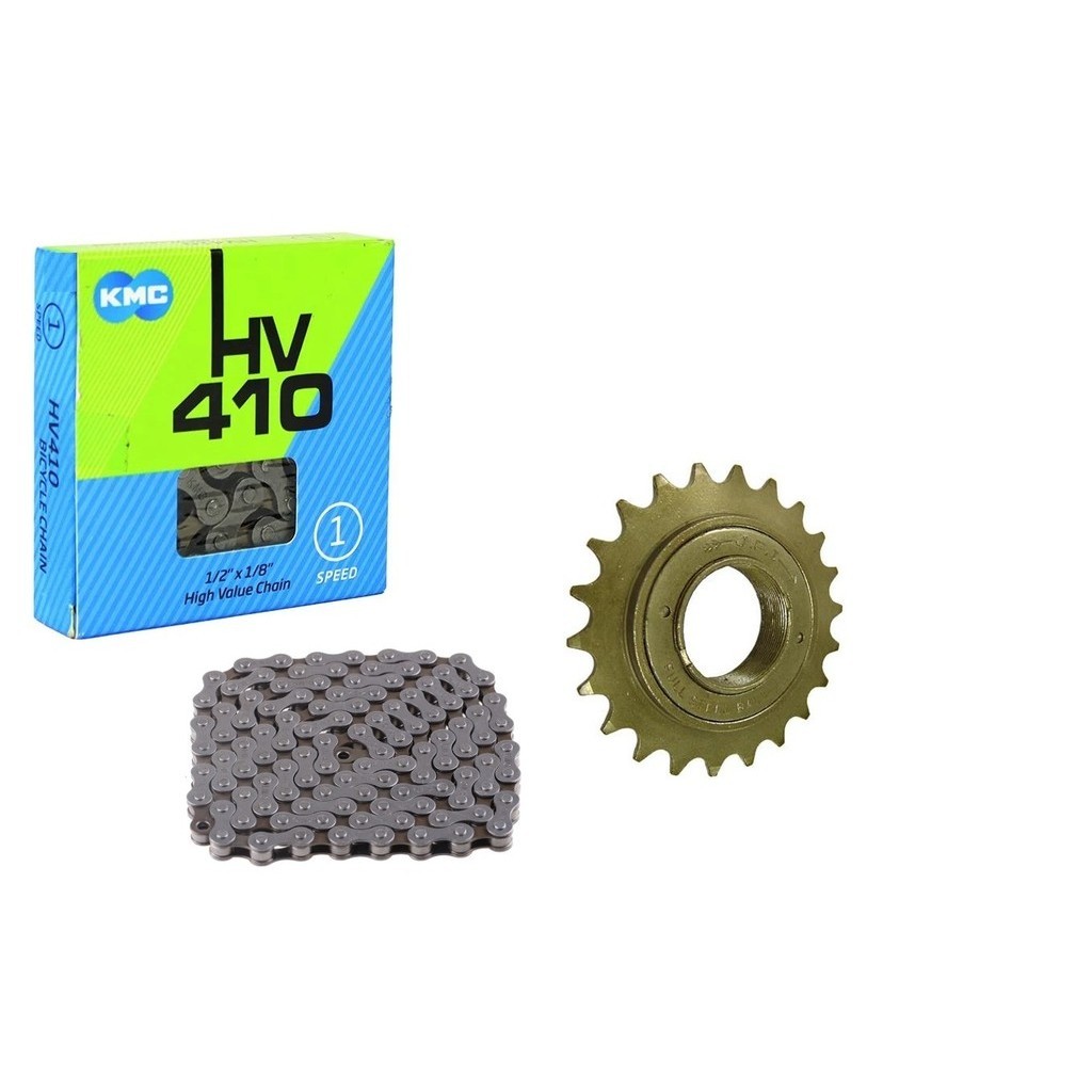 Kit Catraca de bicicleta bmx  freestyle corrente grossa kmc com emenda + catraca 22 dentes esferada reforçada ou fixa
