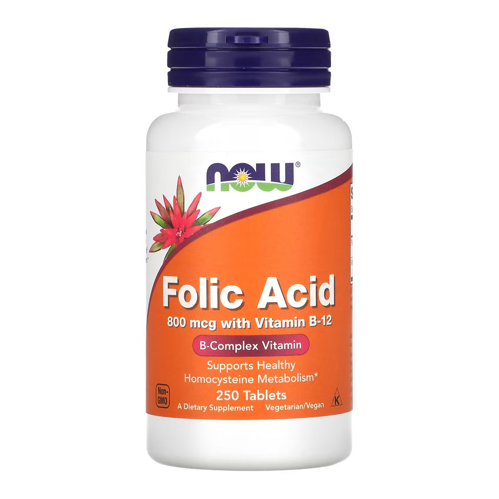 Ácido Fólico e Vitamina B12 800mcg Now Foods 250Tabs em Oferta na Shopee