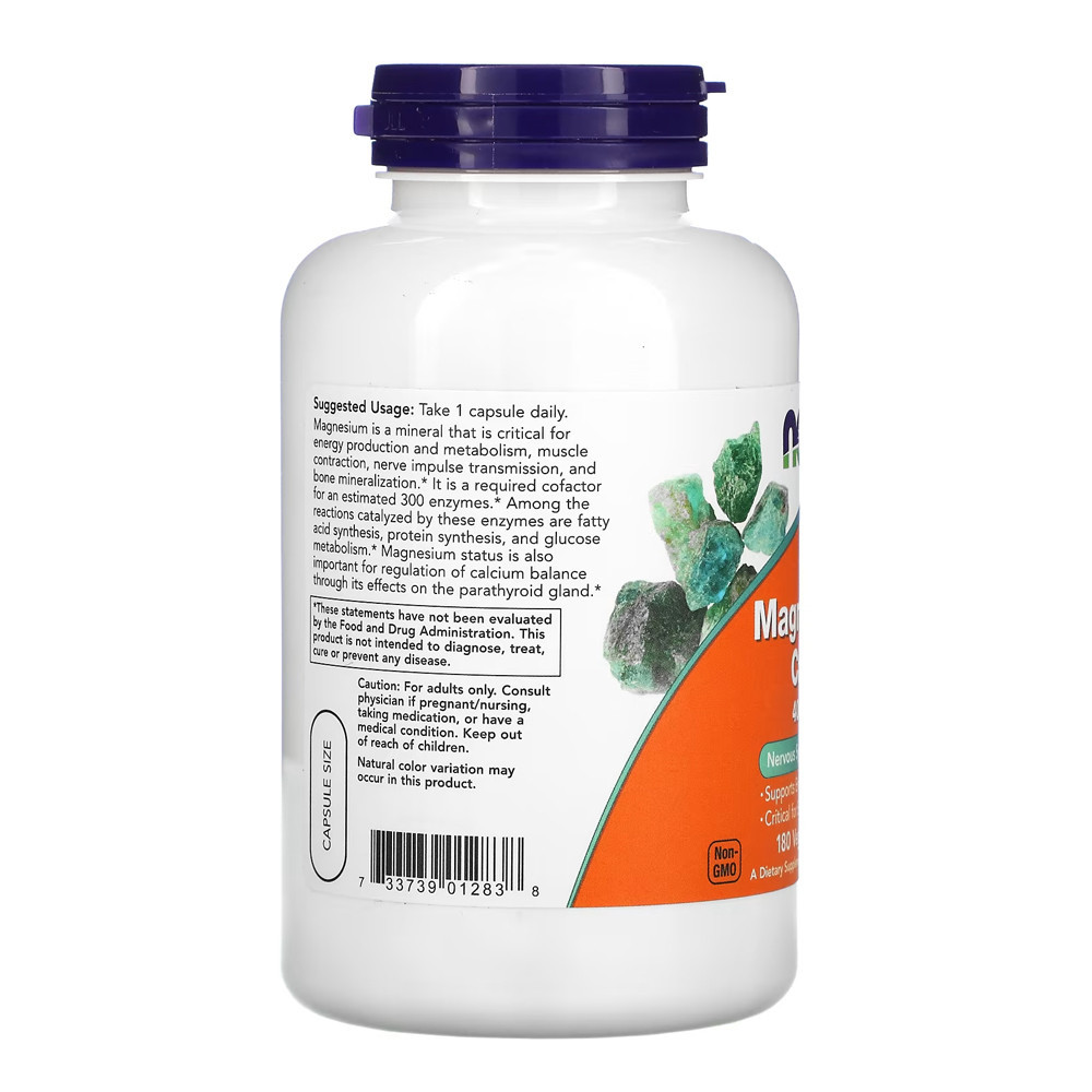 Detalhes do Magnésio Magnesium 400mg Now Foods 180 Veg Caps