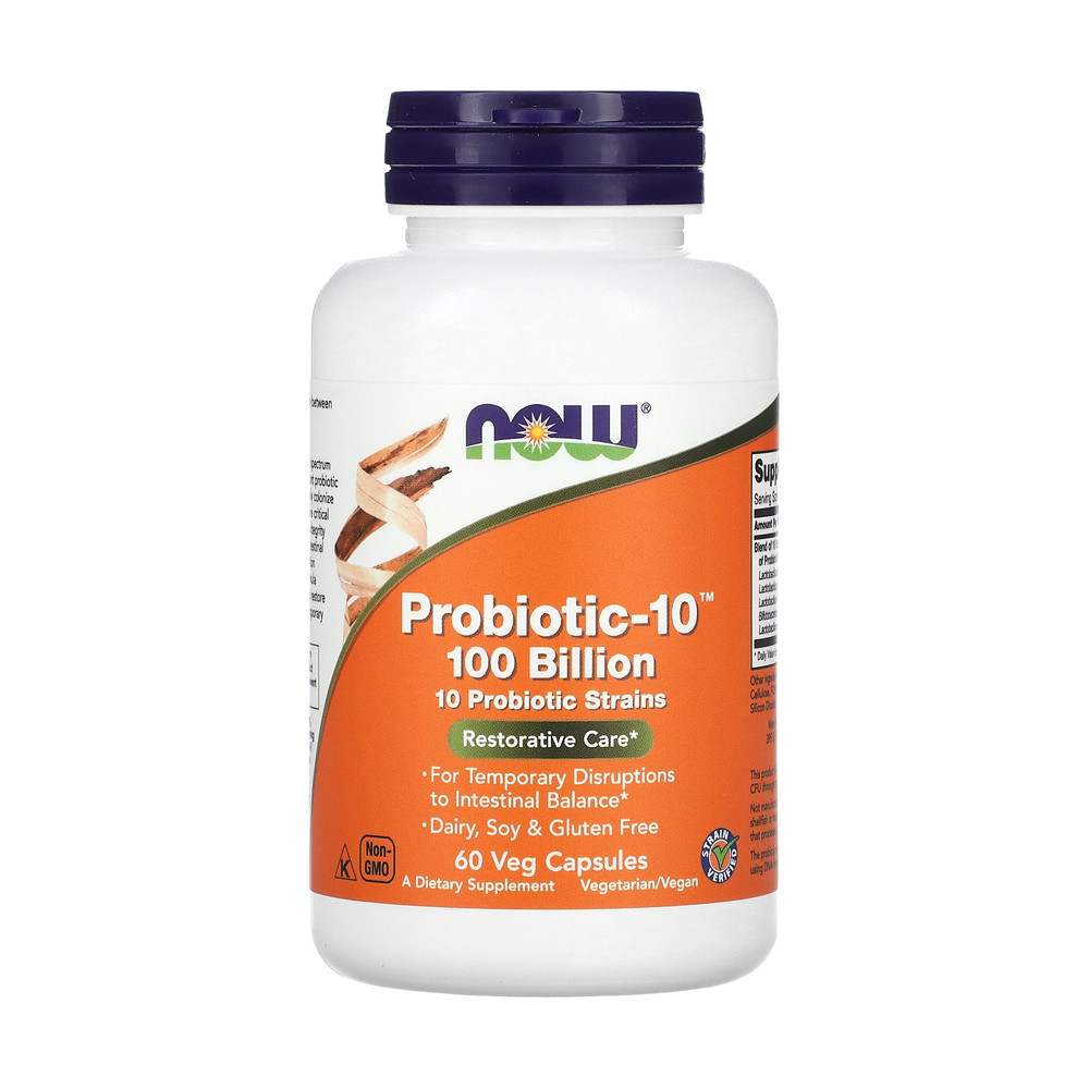 Probiotic-10 100 Bilhões Now Foods 60 Veg Capsulas - Health
