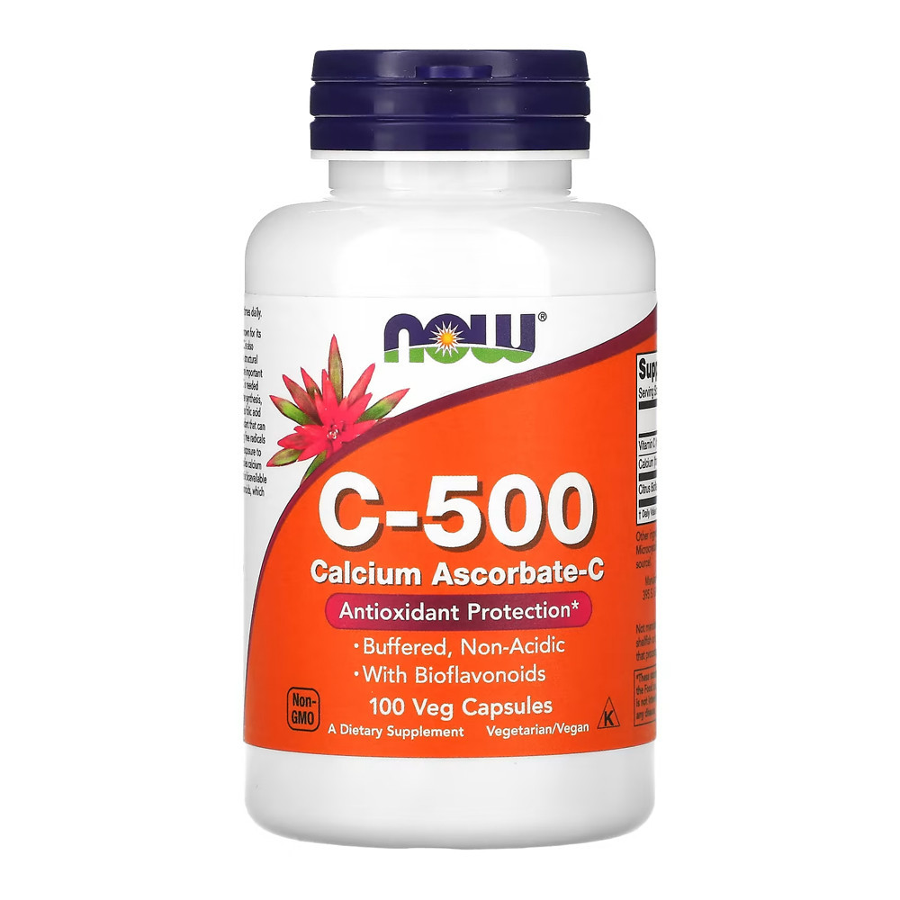 Vitamina C-500 Cálcio Ascorbato-C Now Foods 100 Veg Cap em Oferta na Shopee