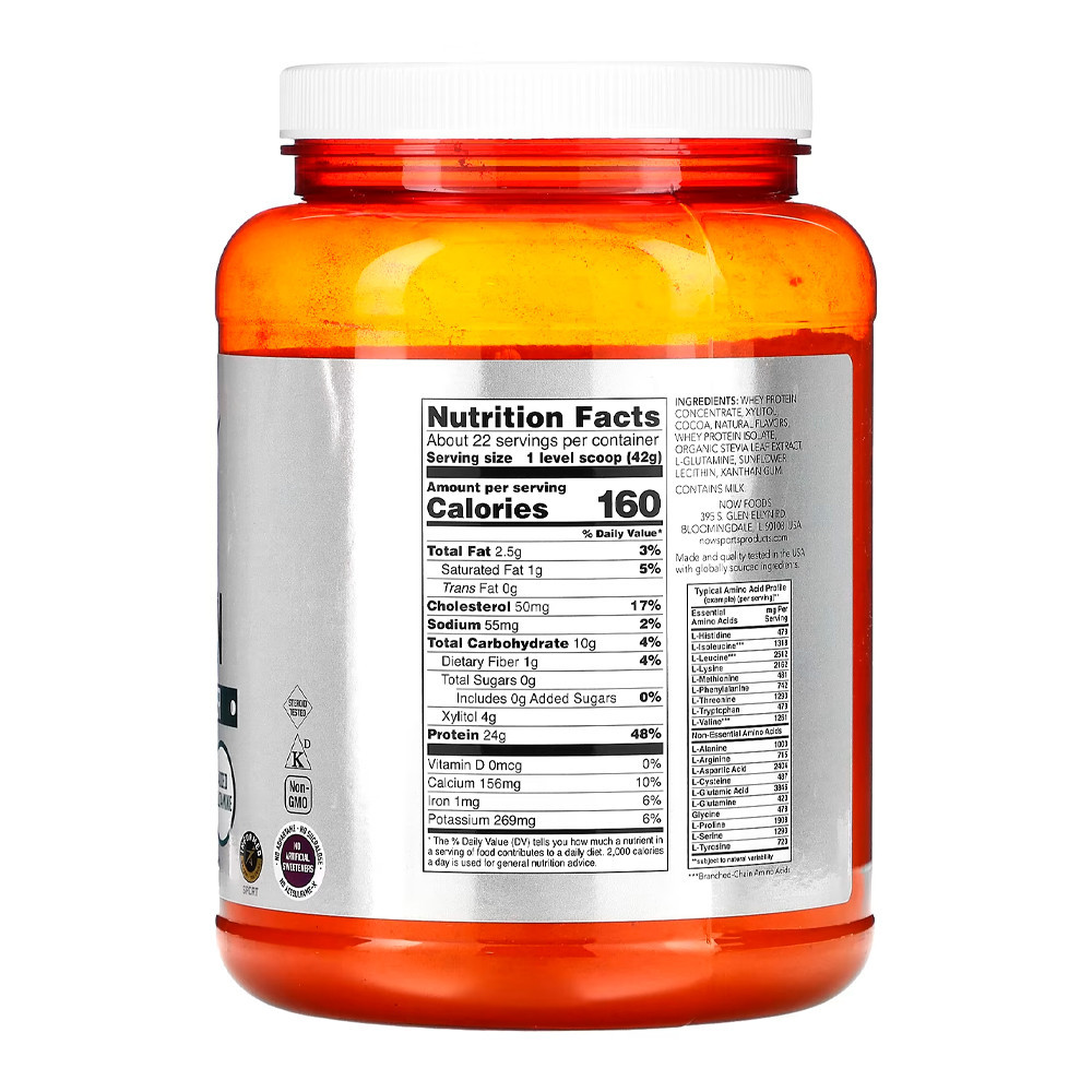 Detalhes do Whey Protein em Pó Now Foods 907 g Chocolate Importado