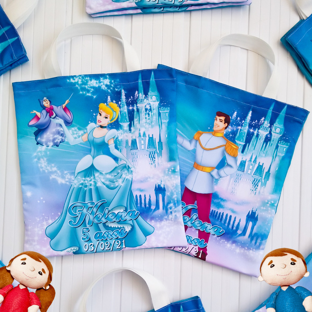 kit com 10 Bolsas personalizadas sacolinha, Bolsinha de festa personalizada Cinderela, Princesas Disney, 