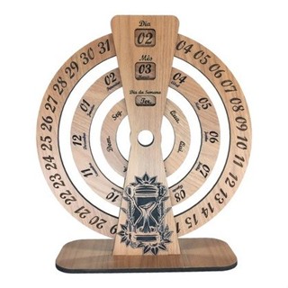 Calendário Permanente Perpétuo Circular Mesa Decoração Amadeirado em Oferta na Shopee