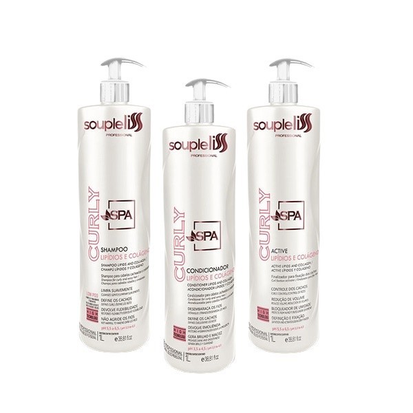 Kit SPA Curly Condicionador+Shampoo+Ativador de Cachos Soupleliss 3x1L