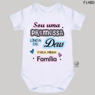 Body Roupa de Bebê Frases Sou Uma Promessa Linda de Deus Para Minha Família F1480 em Oferta na Shopee