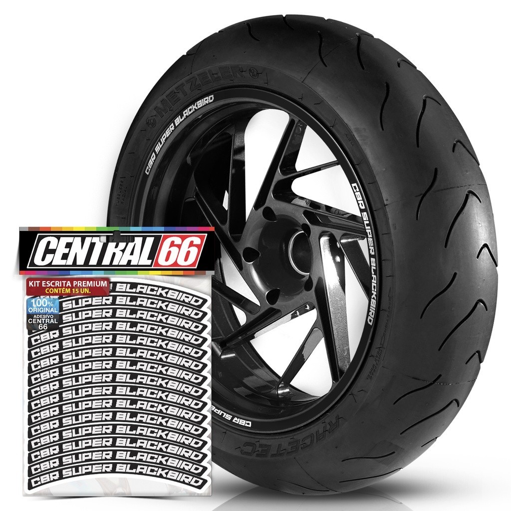 Adesivos Kit Palavra Premium Compativel com CBR SUPER BLACKBIRD Roda Refletivo Aro 13 a 22 Completo Automotivo