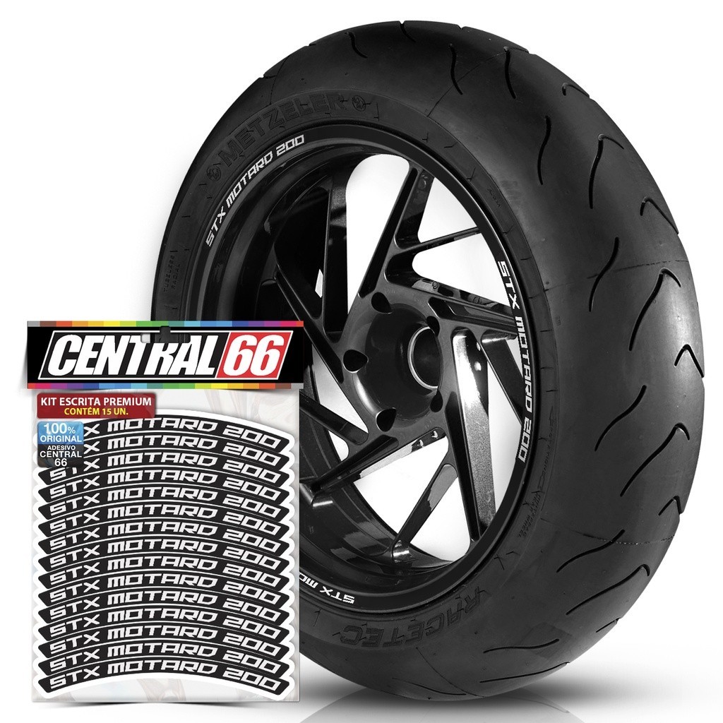Adesivos Kit Palavra Premium Compativel com STX MOTARD 200 Roda Refletivo Aro 13 ao 22 Kit Completo Automotivo