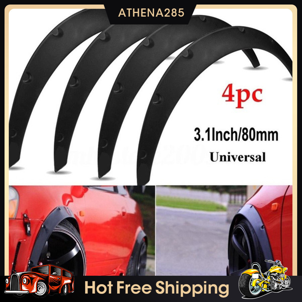 Ath285_4 Pçs/Set Universal Flexível Carro SUV Off-road Fender Flare Wheel Arch Protector