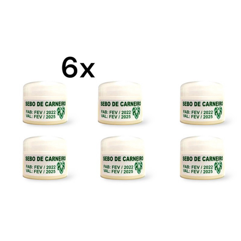 6x SEBO DE CARNEIRO PURO - 100% NATURAL - 50g