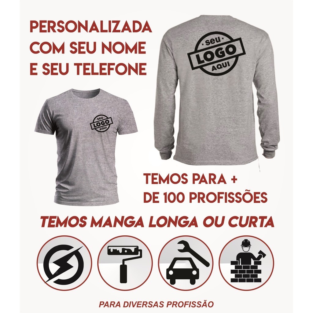 Camiseta Personalizada Eletricista Com Seu Nome e Numero de Telefone