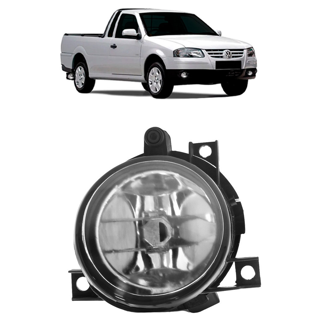 Farol Milha Auxiliar Saveiro 2006 2007 2008 2009 2010 2011 2012 2013 2014 Lente Lisa em Vidro