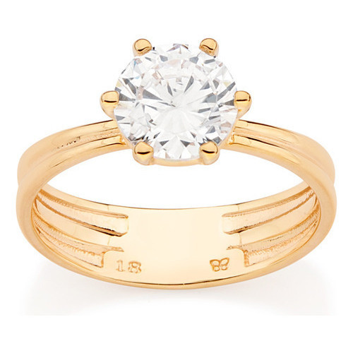 Anel Solitário Com 1 Zircônia Rommanel 513371 em Oferta na Shopee