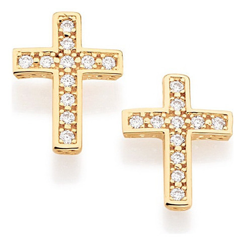 Brinco Formato Cruz Com 22 Zircônias Rommanel 524604a em Oferta na Shopee