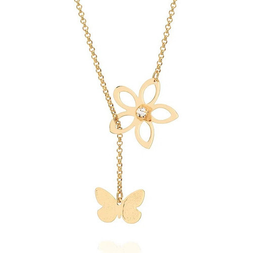 Gargantilha Flor Vazada E Borboleta 50cm Rommanel 531162 em Oferta na Shopee