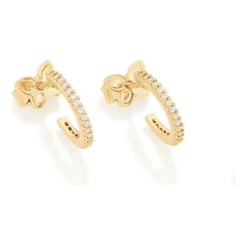 Brinco Meia Argola Cravejado Zircônias Rommanel 526511 em Oferta na Shopee